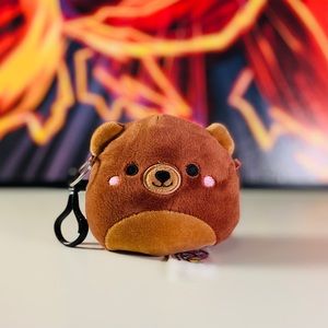 Squishmallow Omar the brown bear 3.5” dog toy clip
